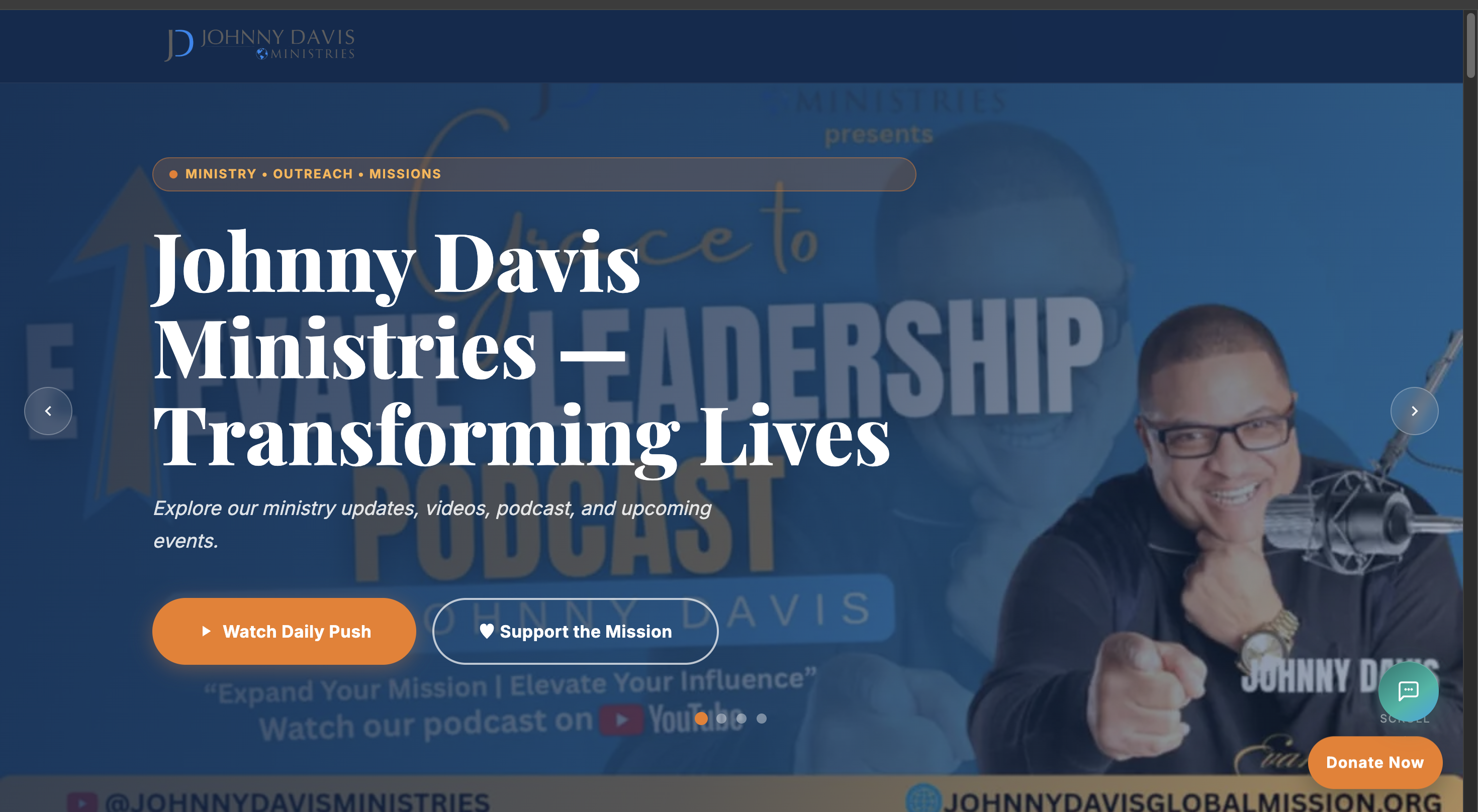 Johnny Davis Ministries website screenshot
